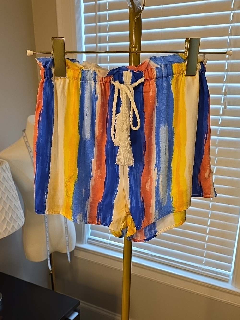Multicolor Stripe Drawstring Athletic Shorts - NWOT